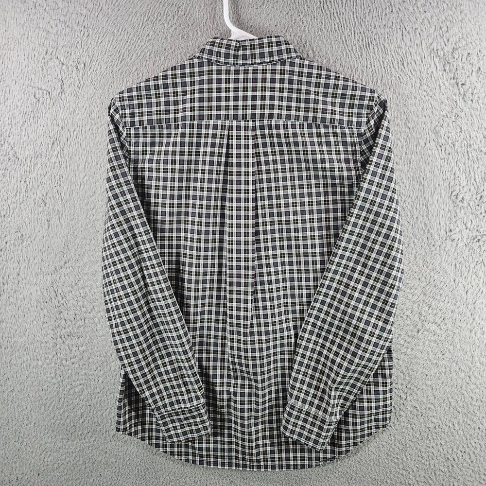 Ralph Lauren Boys Large 14-16 Plaid Button‎ Down Shirt Navy Green Cotton Pony